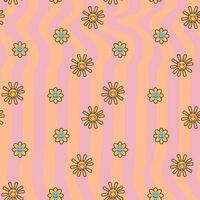 Groovy retro seamless pattern. wavy rainbow background for trendy funky prints. Trippy psychedelic swirl summer backdrop. vector