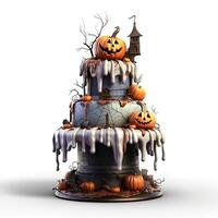 halloween cake 3d Illustrations on a white background. Generative AI photo