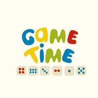 Game time. Typographic card design. Vector Illustration. Flat style