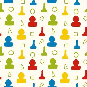 Board game themed seamless pattern. Isolated vector tileable texture background. Series of Gaming and Gambling Patterns.