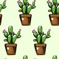 Watercolor succulents pattern. Seamless texture with objects. Perfect for wallpapers, web page backgrounds, surface textures,textile. Isolated on white background vector