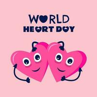 World Heart Day illustration, post template, heart and earth illustration vector