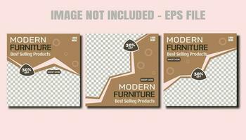 Set of social media posts collection for interior design furniture vector