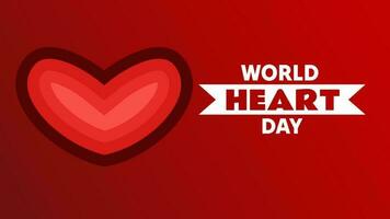 World heart day with red heart and world sign background, World Heart Day concept vector