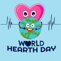 World Heart Day illustration, post template, heart and earth illustration vector