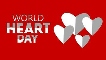 World heart day with red heart and world sign background, World Heart Day concept vector