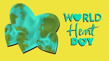 World heart day with red heart and world sign background, World Heart Day concept vector