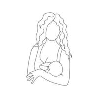 Breastfeeding mother outline illustration vector