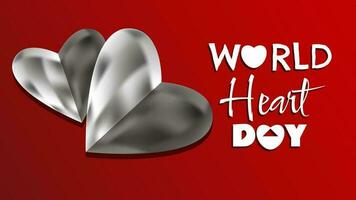World heart day with red heart and world sign background, World Heart Day concept vector