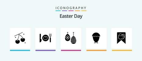 Easter Glyph 5 Icon Pack Including egg. tag. easter. food. easter. Creative Icons Design vector