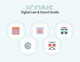 Digital Law And Sound Studio Flat Icon Pack 5 Icon Design. deck. cd. device. free. internet vector