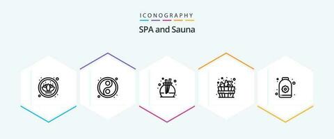 Sauna 25 Line icon pack including . flower. scent. lotus. bottle vector