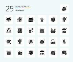 Business 25 Solid Glyph icon pack including shield. insurance. card. flower pot. flower vector