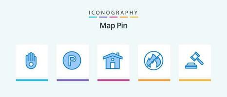 Map Pin Blue 5 Icon Pack Including . travel. law. auction. Creative Icons Design vector