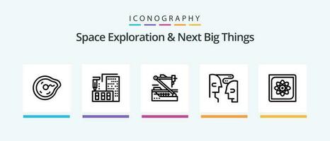 espacio exploración y siguiente grande cosas línea 5 5 icono paquete incluso tierra. artificial. disruptivo. vida. digital. creativo íconos diseño vector