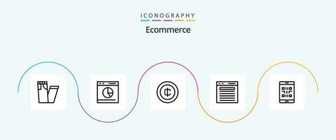 Ecommerce Line 5 Icon Pack Including code. search. cash. plus. add vector