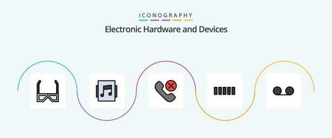 Devices Line Filled Flat 5 Icon Pack Including message. signal. call. phone. remove vector