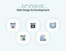 Web Design And Development Flat Icon Pack 5 Icon Design. web. design. home. online. player vector