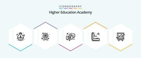 Academy 25 Line icon pack including education. academy. school. ruler. design vector