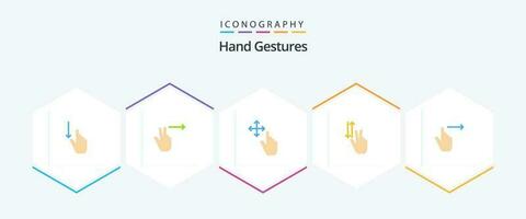 Hand Gestures 25 Flat icon pack including gestures. down. finger. up. gestures vector