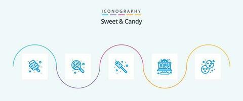 Sweet And Candy Blue 5 Icon Pack Including dessert. bake. camping. sweets. dessert vector