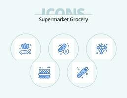 Grocery Blue Icon Pack 5 Icon Design. . . leaf. grape. food vector