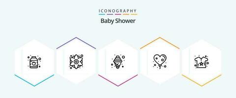 Baby Shower 25 Line icon pack including shirt. body. cream. baby. heart vector