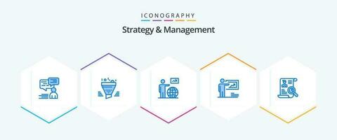 Strategy And Management 25 Blue icon pack including strategy. presentation. tool. go. user vector