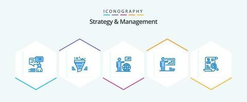 estrategia y administración 25 azul icono paquete incluso estrategia. presentación. herramienta. ir. usuario vector