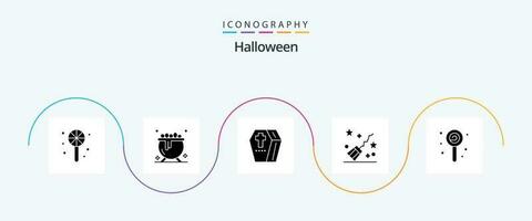 Halloween Glyph 5 Icon Pack Including lollipop. confect. horror. witchcraft. halloween vector