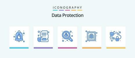 Data Protection Blue 5 Icon Pack Including security. finger. memory. crime. search. Creative Icons Design vector