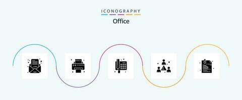 Office Glyph 5 Icon Pack Including files. attachment. phone. team. headcount vector