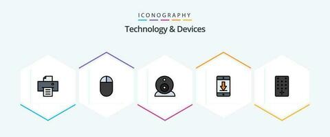 Devices 25 FilledLine icon pack including . tv. cellphone. remote. mobile vector