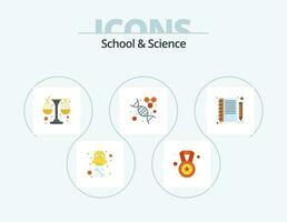 School And Science Flat Icon Pack 5 Icon Design. notebook. molecuel. physic. science. dna vector