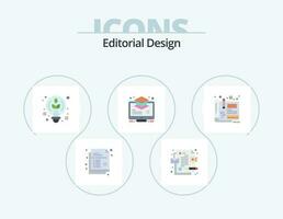 editorial diseño plano icono paquete 5 5 icono diseño. diseño. monitor. diseño. buffer. capa vector