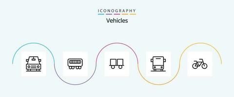 vehículos línea 5 5 icono paquete incluso . bicicleta. máquina elevadora camión. vehículos tráfico vector