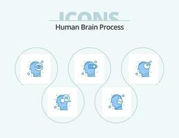 Human Brain Process Blue Icon Pack 5 Icon Design. mental. exhaustion. mind. battery. vision vector