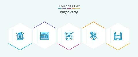 Night Party 25 Blue icon pack including party. queue. event. drink. night vector