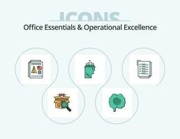 Office Essentials And Operational Exellence Line Filled Icon Pack 5 Icon Design. . zip. identity. file. cupboard vector