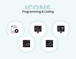 Programming And Coding Glyph Icon Pack 5 Icon Design. development. coding. management. programming. develop vector