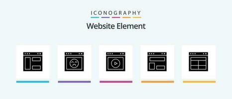 Website Element Glyph 5 Icon Pack Including website layout. web layout. play. layout. website. Creative Icons Design vector