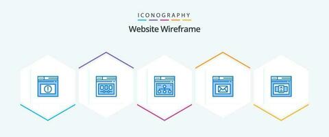 Website Wireframe 25 Blue icon pack including page. inbox. webpage. browser. website vector