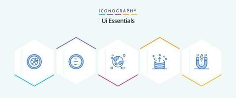 Ui Essentials 25 Blue icon pack including export. arrow. interface. planet. global vector