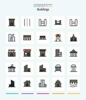 Creative Buildings 25 Line FIlled icon pack  Such As moon. city. path. river. harbor vector