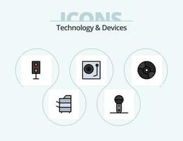 Devices Line Filled Icon Pack 5 Icon Design. smart watch. technology. control. speaker. electronics vector