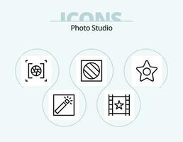foto estudio línea icono paquete 5 5 icono diseño. estrella. jugador. enfocar. multimedia. almacenamiento vector