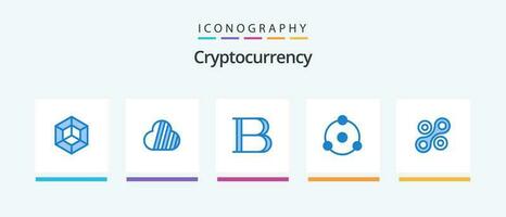 Cryptocurrency Blue 5 Icon Pack Including crypto currency. crypto currency. black coin. crypto. ion. Creative Icons Design vector