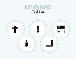herramientas glifo icono paquete 5 5 icono diseño. . sistema. martillo. ajuste. Cepillo de pintura vector