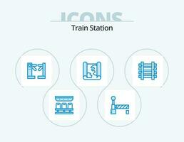 tren estación azul icono paquete 5 5 icono diseño. tren. vias ferreas. control. punto. mapa vector