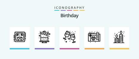 Birthday Line 5 Icon Pack Including card. birthday. birthday. hat. celebration. Creative Icons Design vector